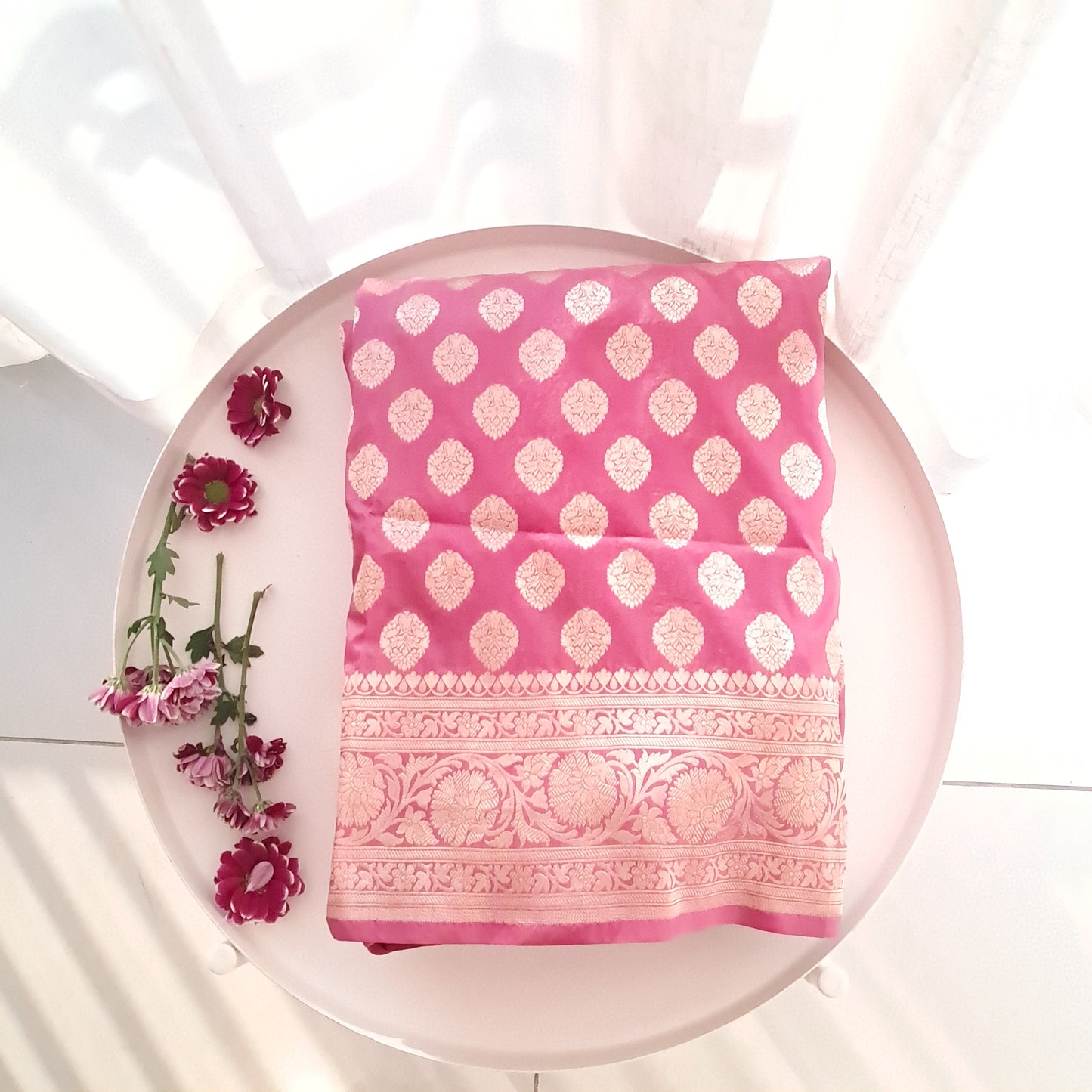 Pastel Mauve Banarasee Katan Silk Saree