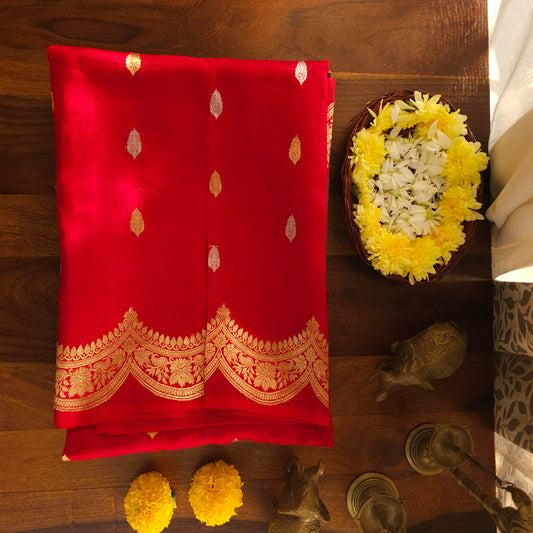 Red Pure Tissue Banaras Saree